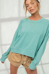 Kelly Terry Knit Pullover - Aqua