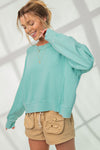 Kelly Terry Knit Pullover - Aqua