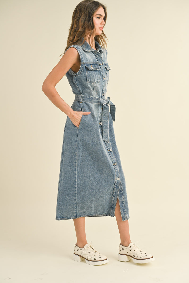 Missy Sleeveless Denim Dress