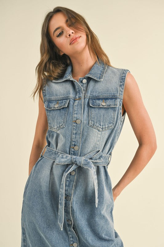 Missy Sleeveless Denim Dress