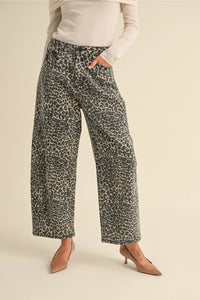 Leopard Print Barrel Pants