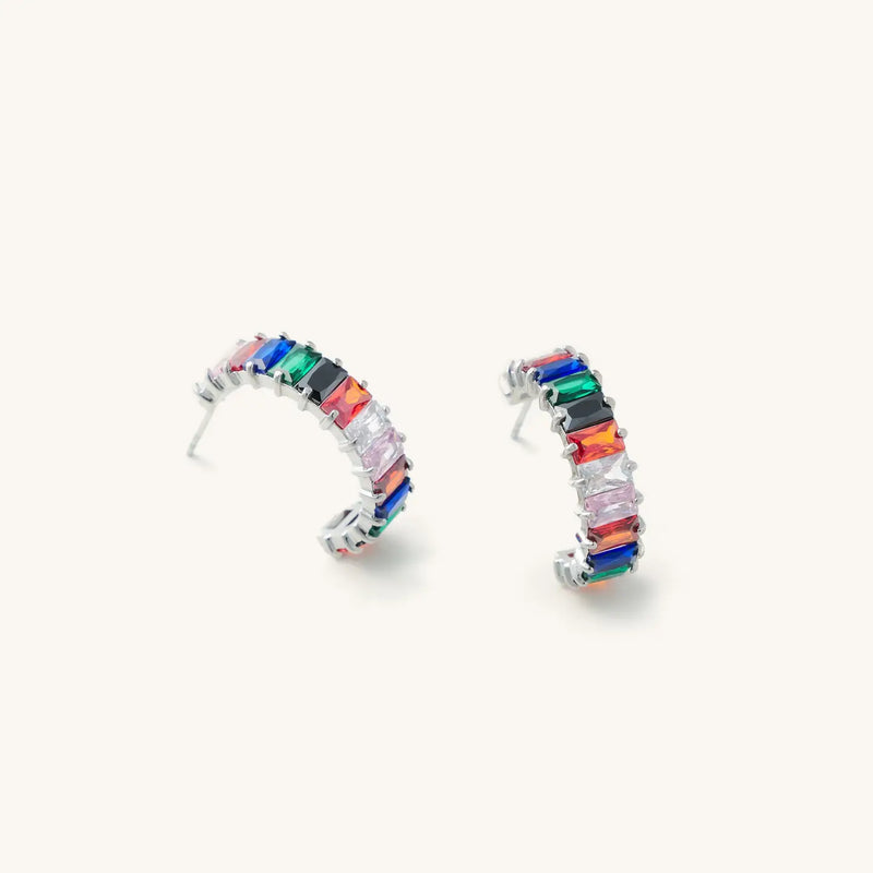 Nikki Smith - Large Rainbow Shimmer Hoop Earrings