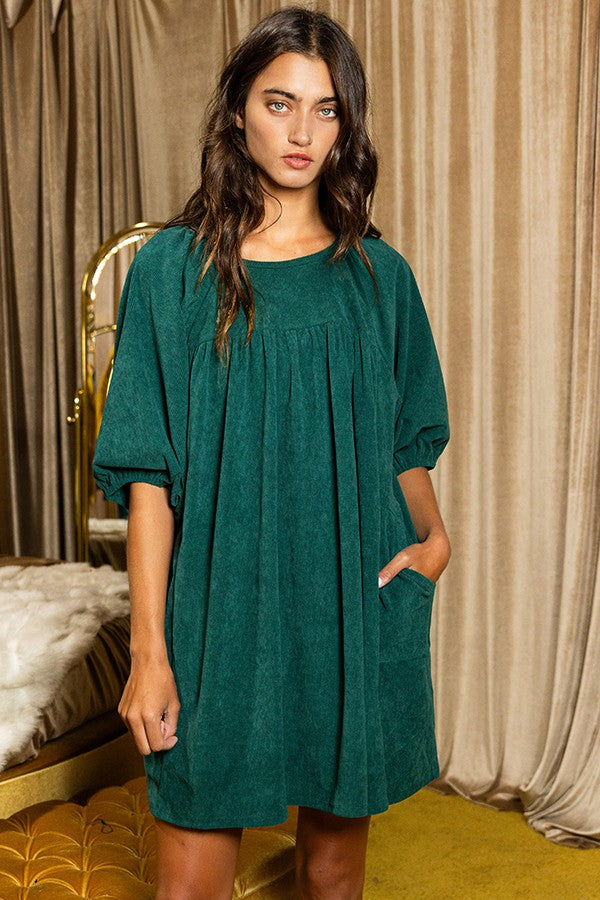 Maci Green Corduroy Dress