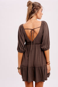 Scoop Neck Babydoll Dress - Mocha