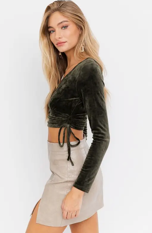 Long Sleeve Velvet Crop